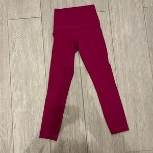 Lululemon Wunder Train high rise crop legging. 23” magenta purple. Size 2.